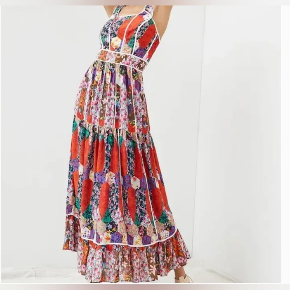 Anthropologie Patchwork Floral Boho Dress - 10